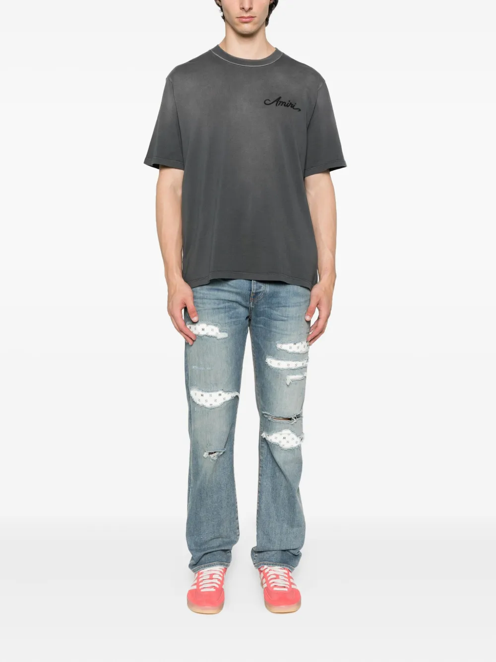 AMIRI embroidered cotton T-shirt Grijs