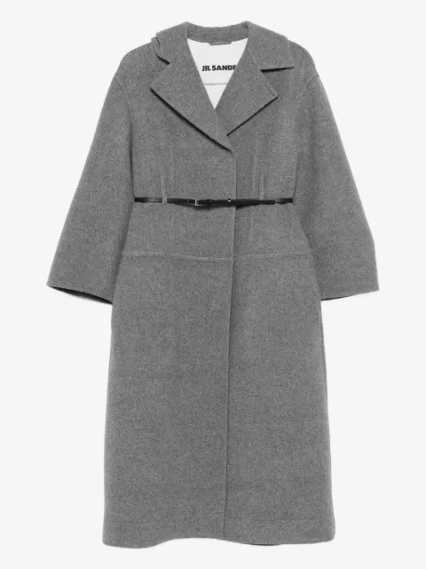 Jil Sander Casaco de lã e algodão com cinto