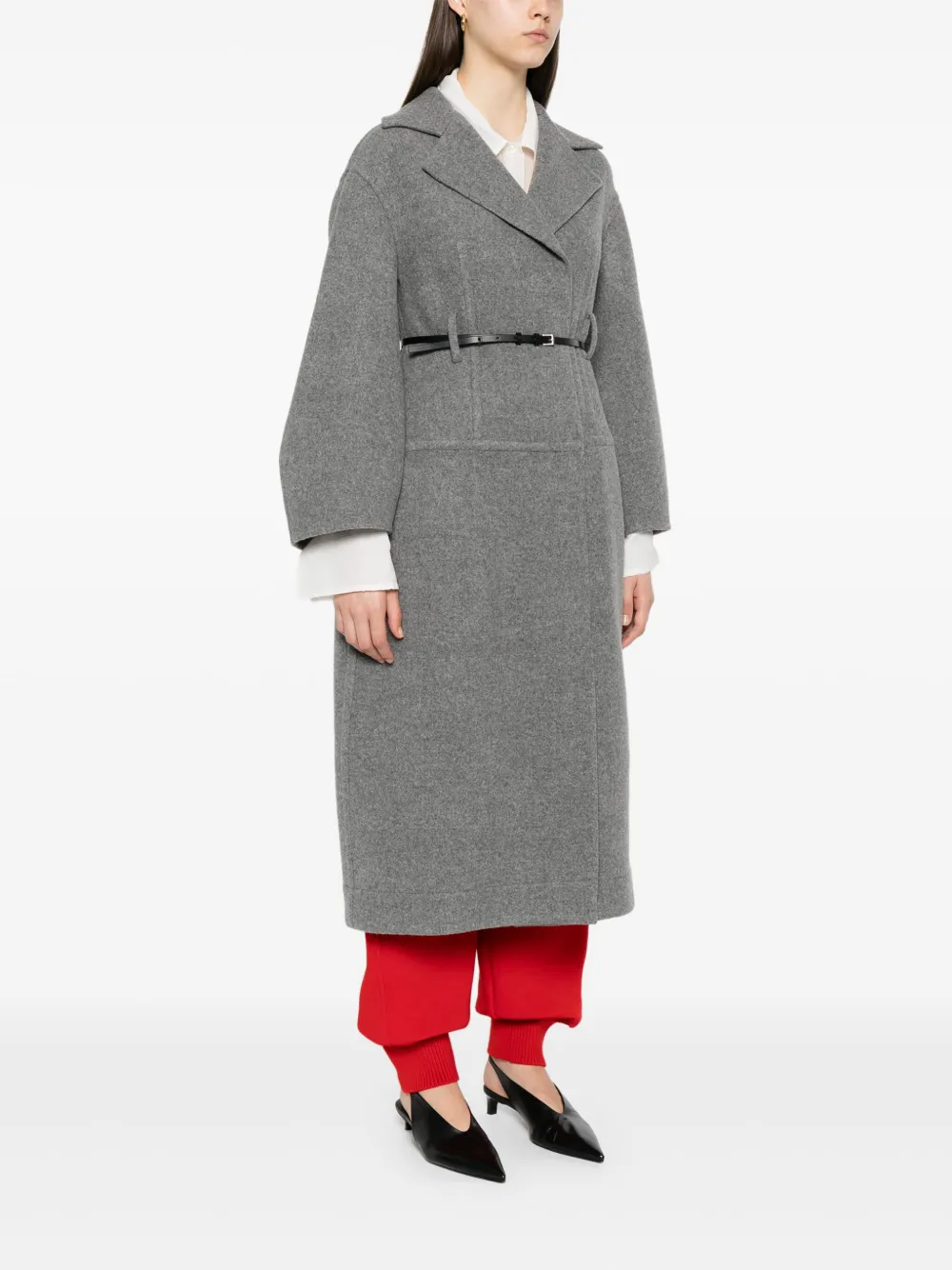 Jil Sander Jas van wol-katoen met ceintuur Grijs