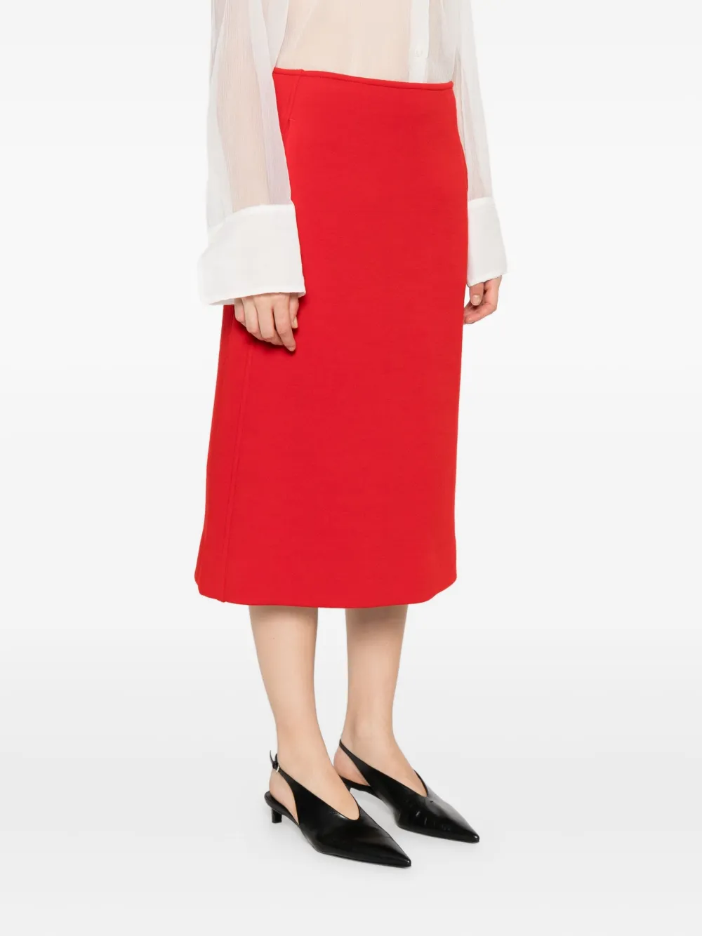 Jil Sander pocket-detail A-line skirt Rood