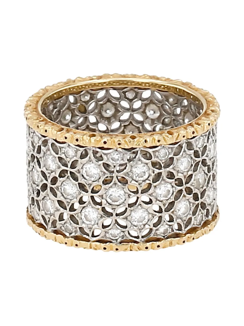 Buccellati pre-owned 18K yellow and white gold Scacchi diamond ring - Argento