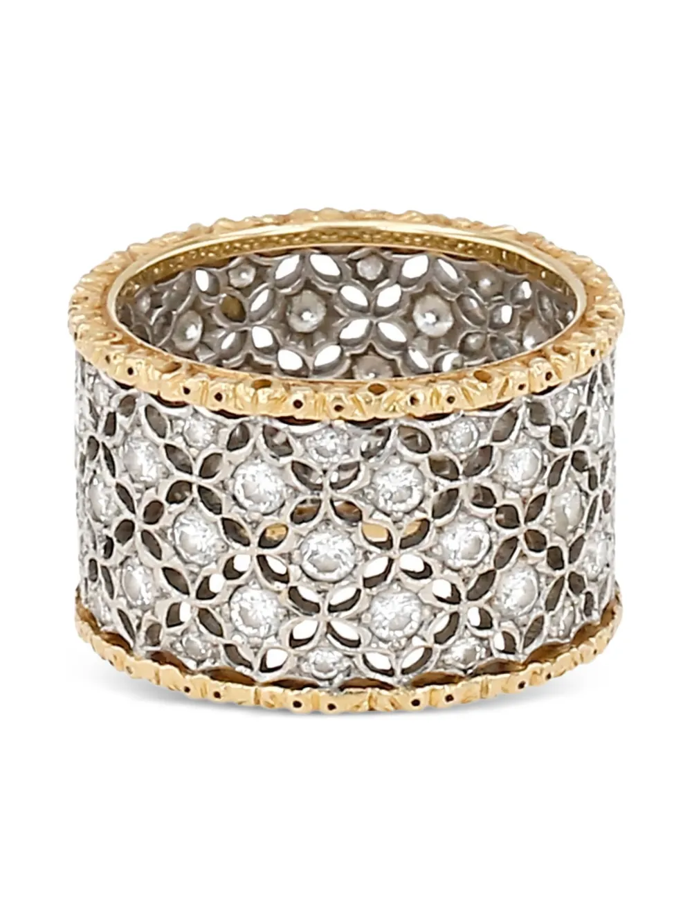 pre-owned 18K yellow and white gold Scacchi diamond ring