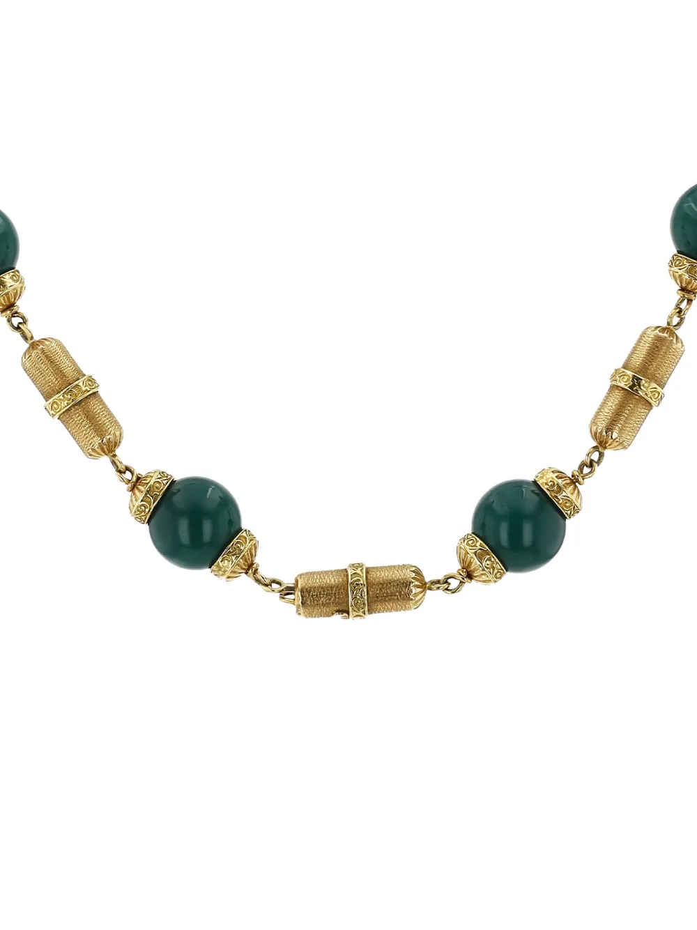 Van Cleef & Arpels Vintage 1970s pre-owned 18kt yellow gold chrysoprase necklace - Oro