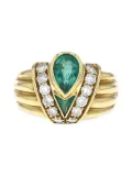 Fred 1980s pre-owned 18kt yellow gold emerald and diamond ring