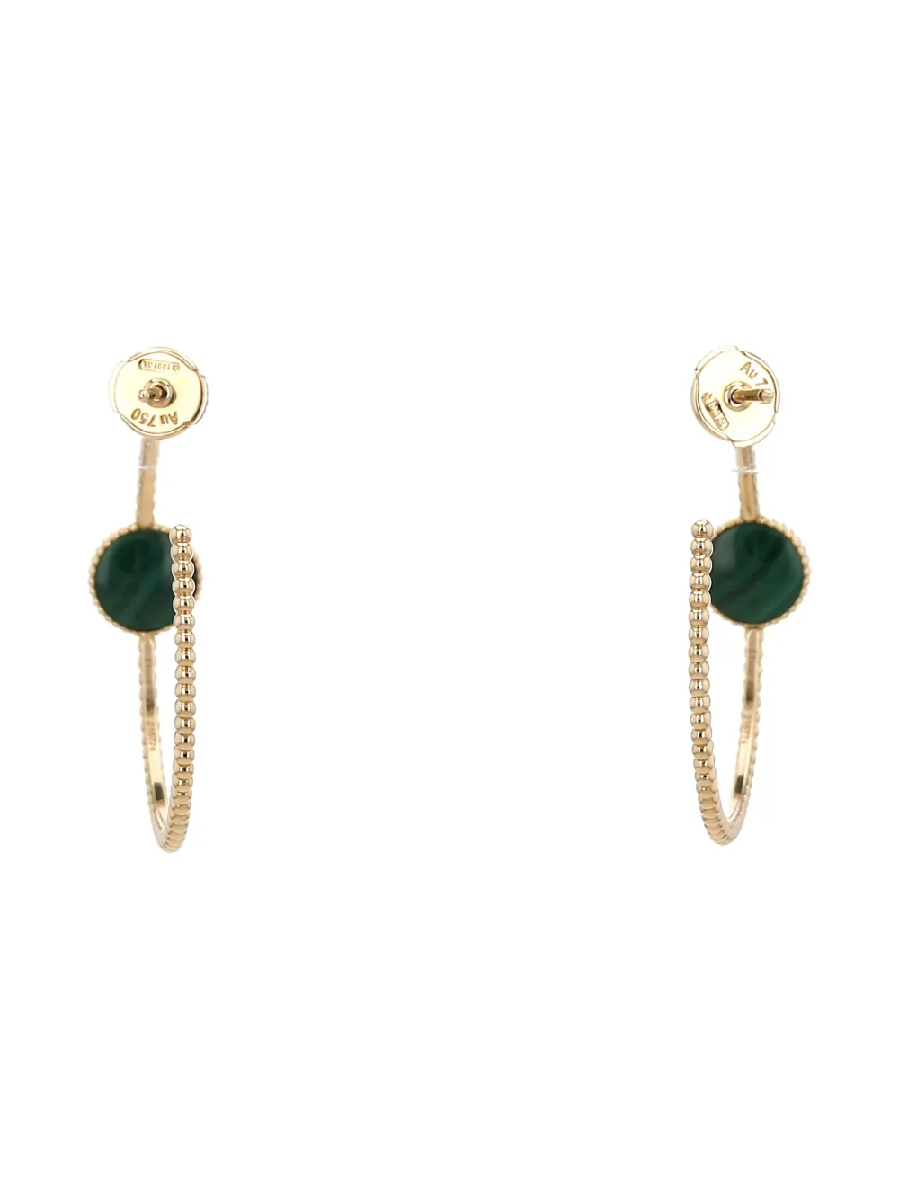 Pre-owned Dior 18k Yellow Gold Rose Des Vents Malachite And Diamond Hoop Earrings