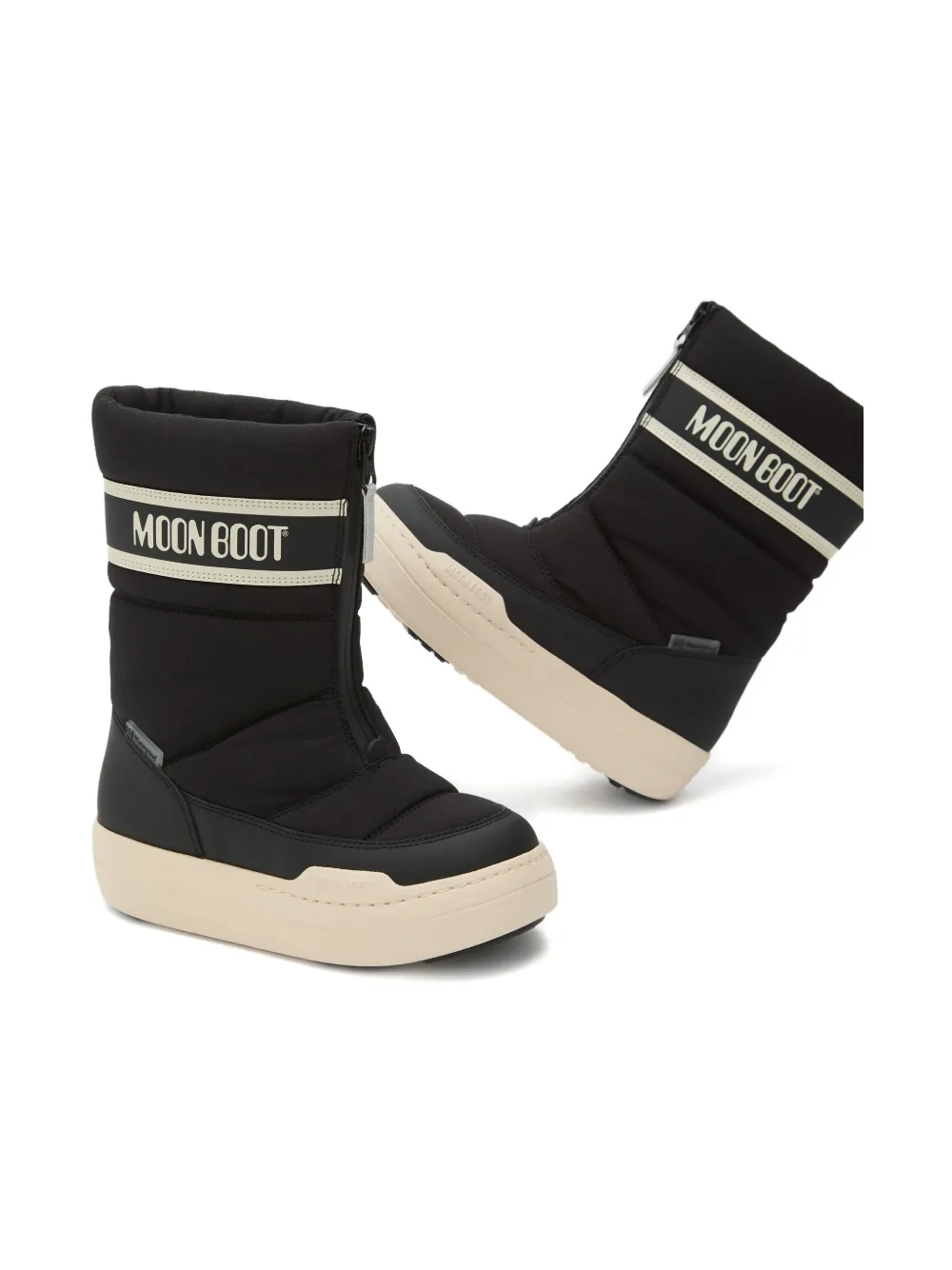 Moon Boot Kids Park Strap zip-front quilted boots Zwart