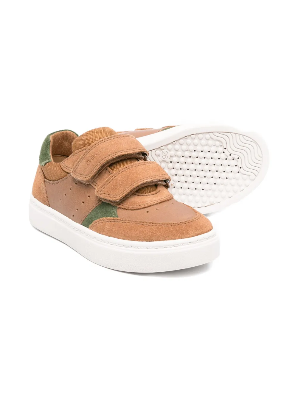 Geox Kids Nashik triple-strap suede sneakers Brown