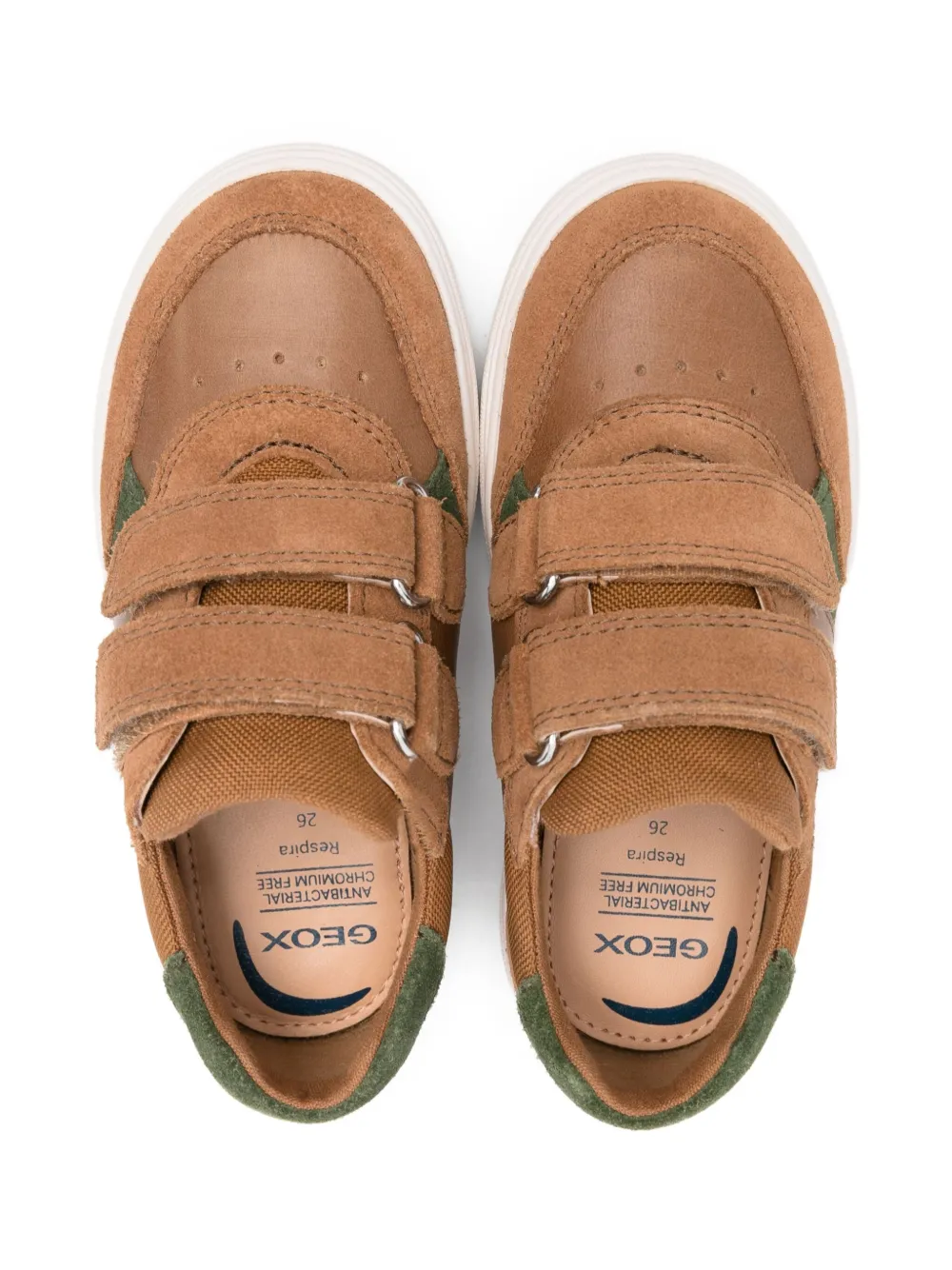 Geox Kids Nashik triple-strap suede sneakers Brown