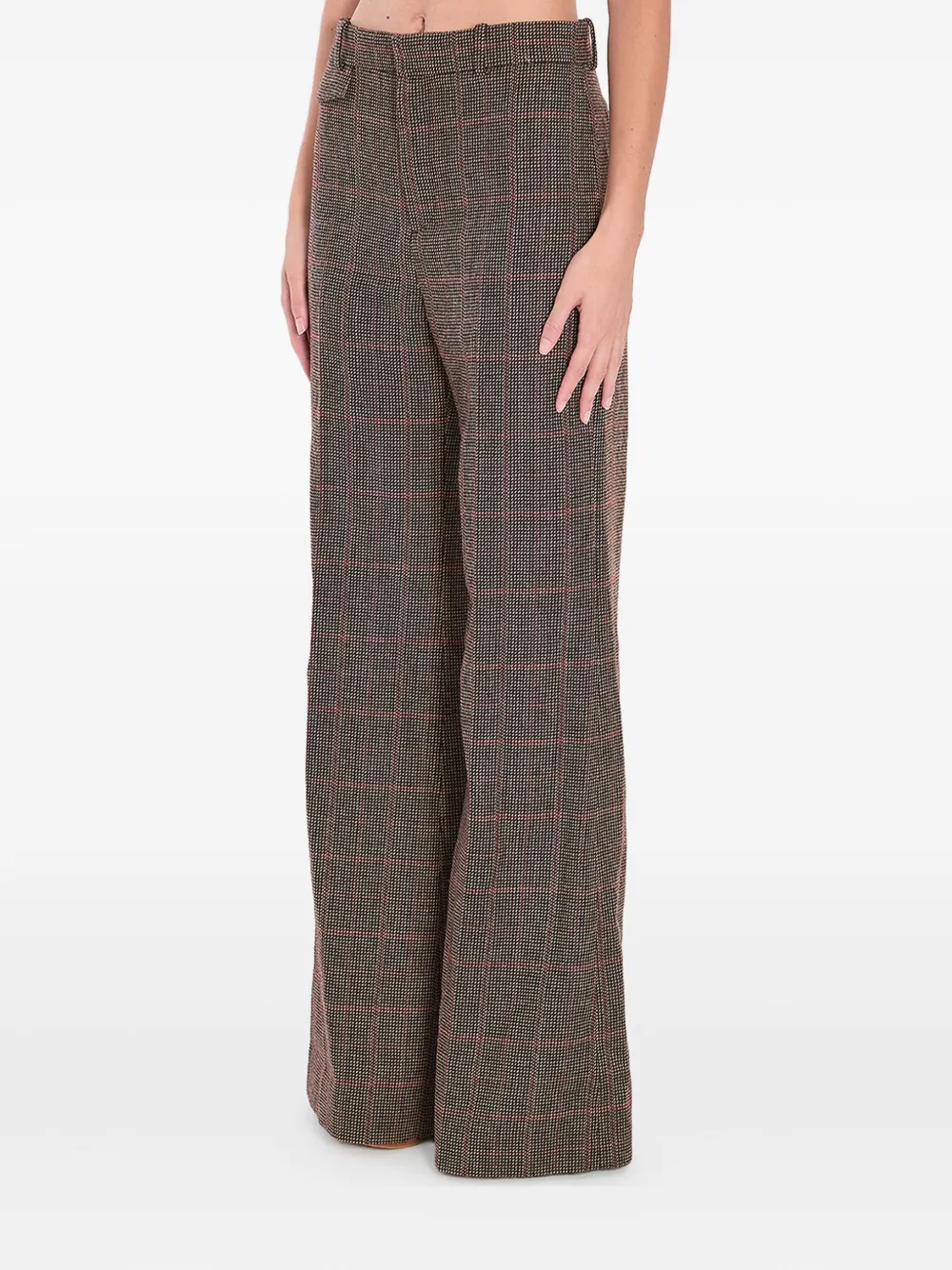 Chloé Geruite wollen pantalon Bruin