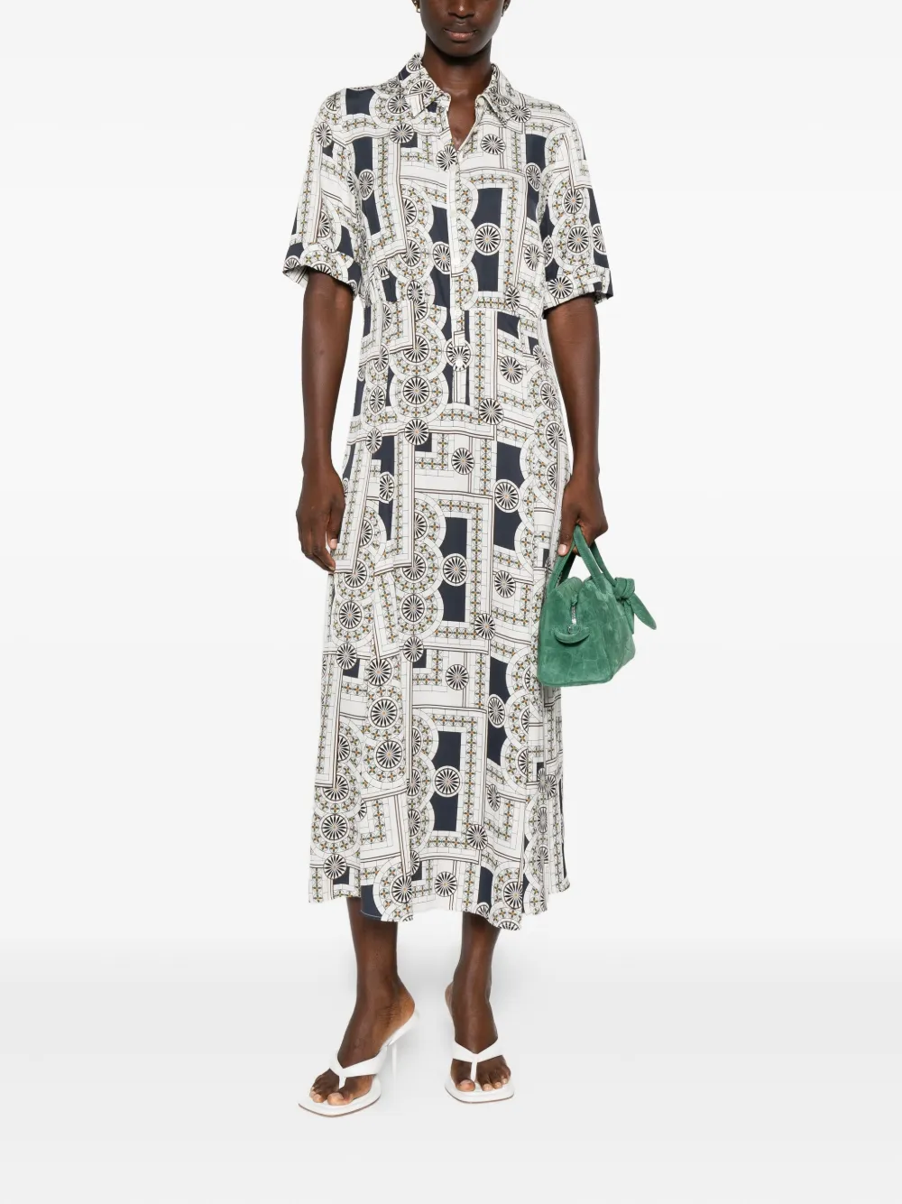Marc O'Polo geometric-print midi dress - Wit