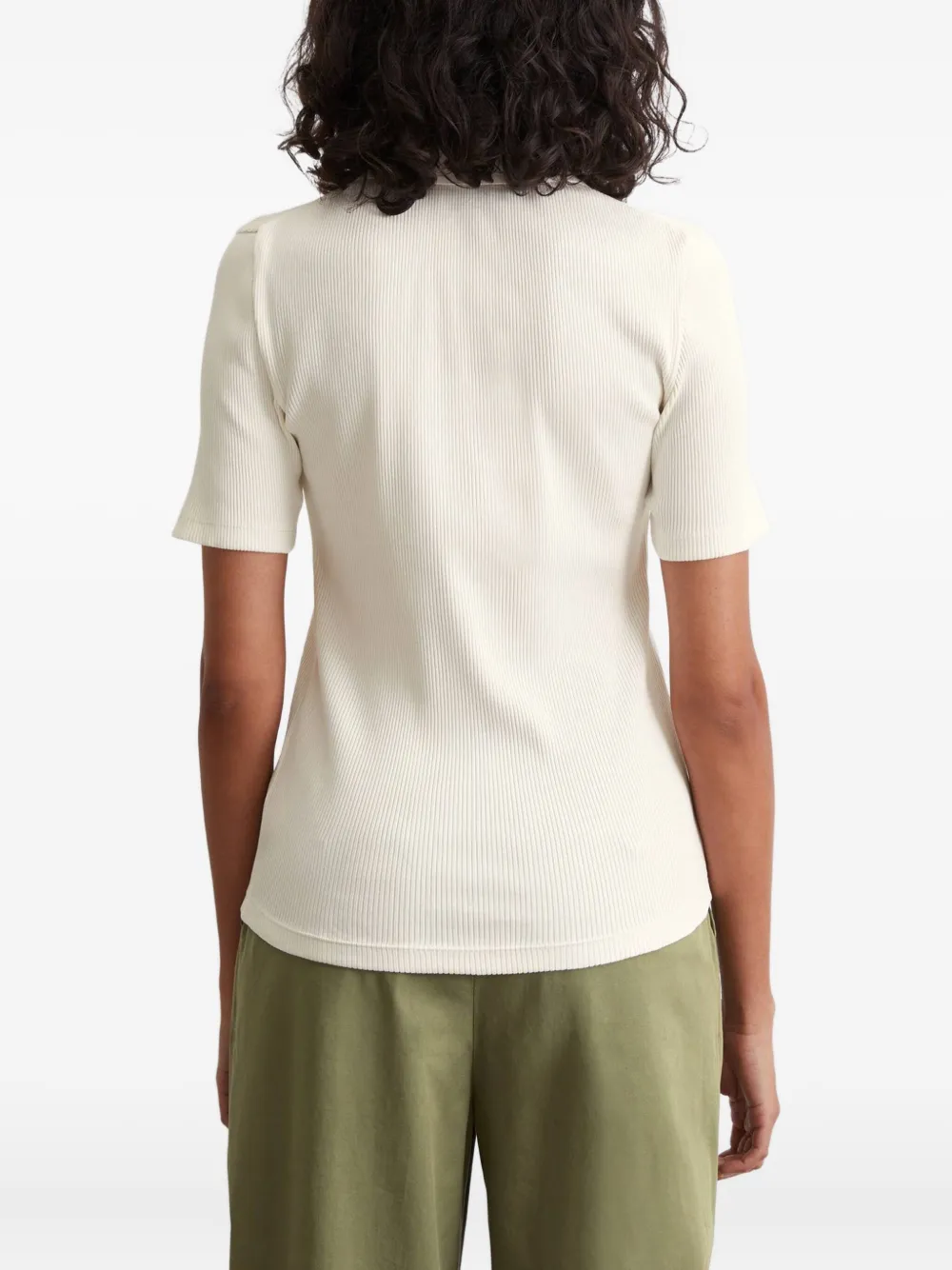 Marc O'polo Ribbed Polo Top In Neutral