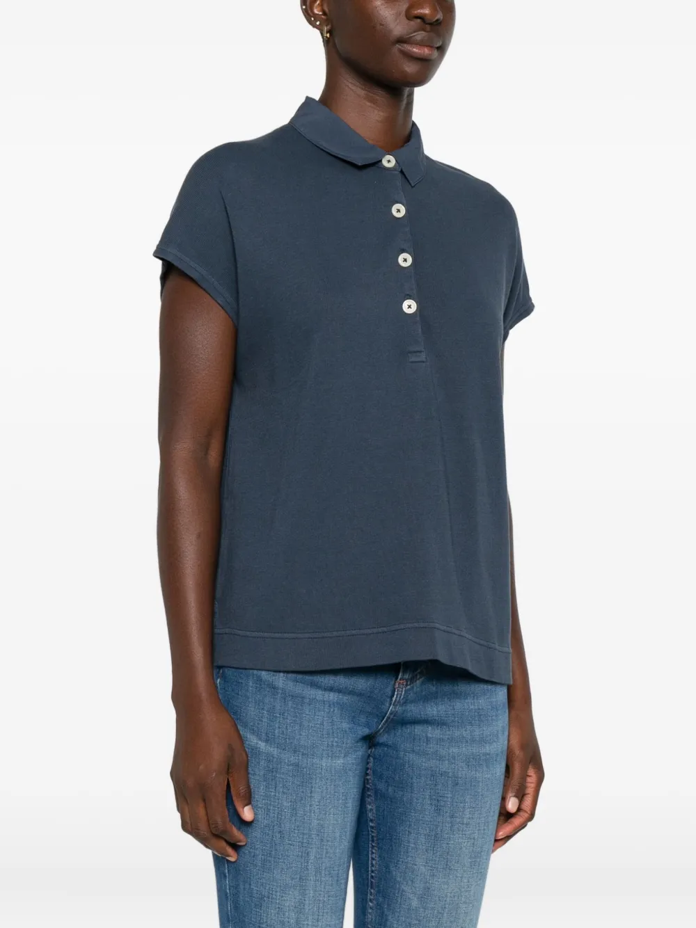 Marc O'Polo Top met korte mouwen en knoop Blauw