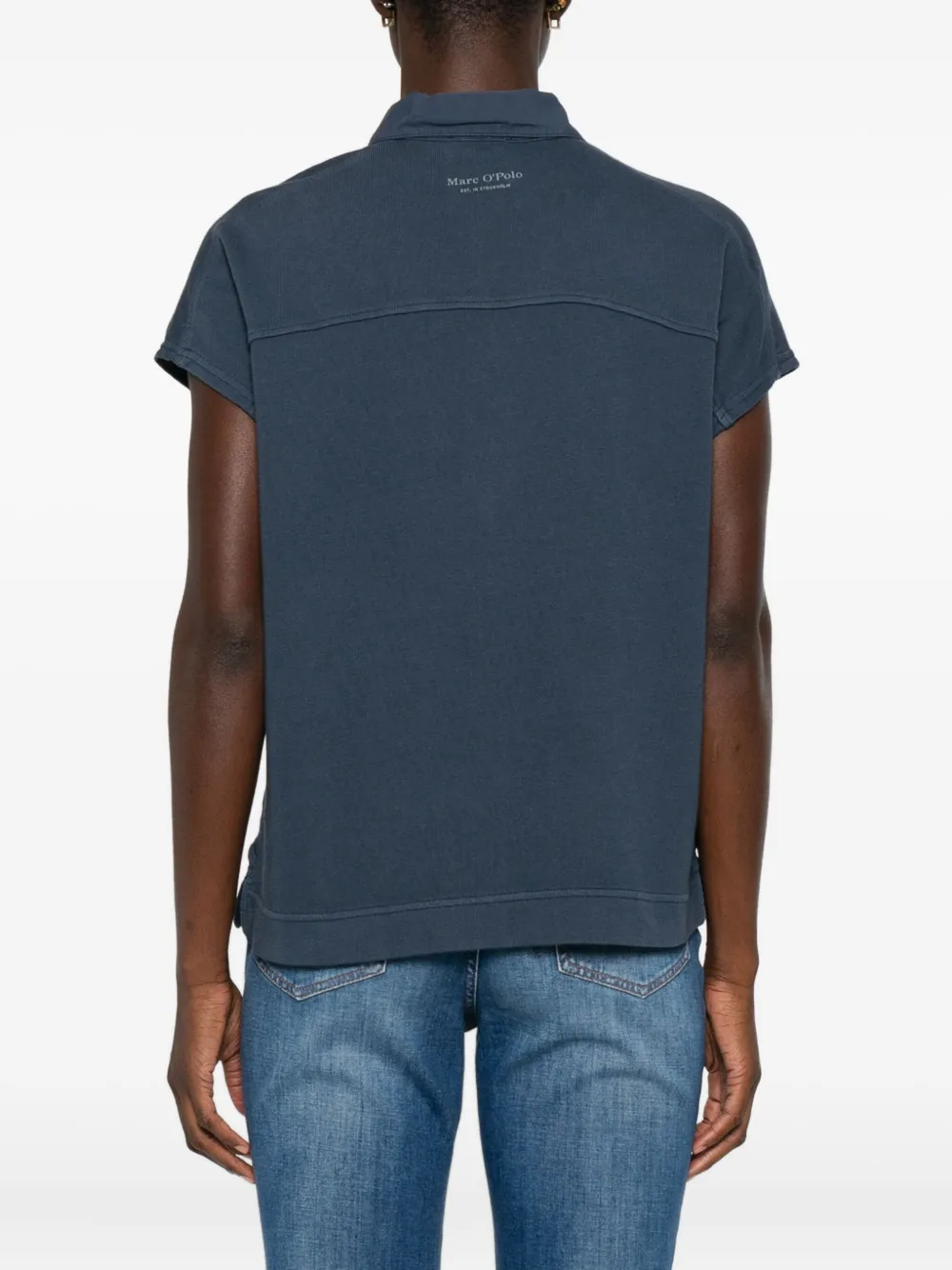Marc O'Polo Top met korte mouwen en knoop Blauw