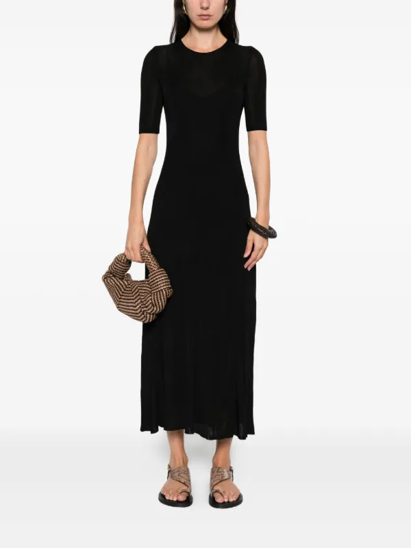 midi thigh split dress Finley - Black Satin Thigh Split Midi Dress | Satin Dresses