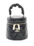 CHANEL Pre-Owned 2021 Mini Quilted Lambskin Ruched Handle Case vanity bag - Black