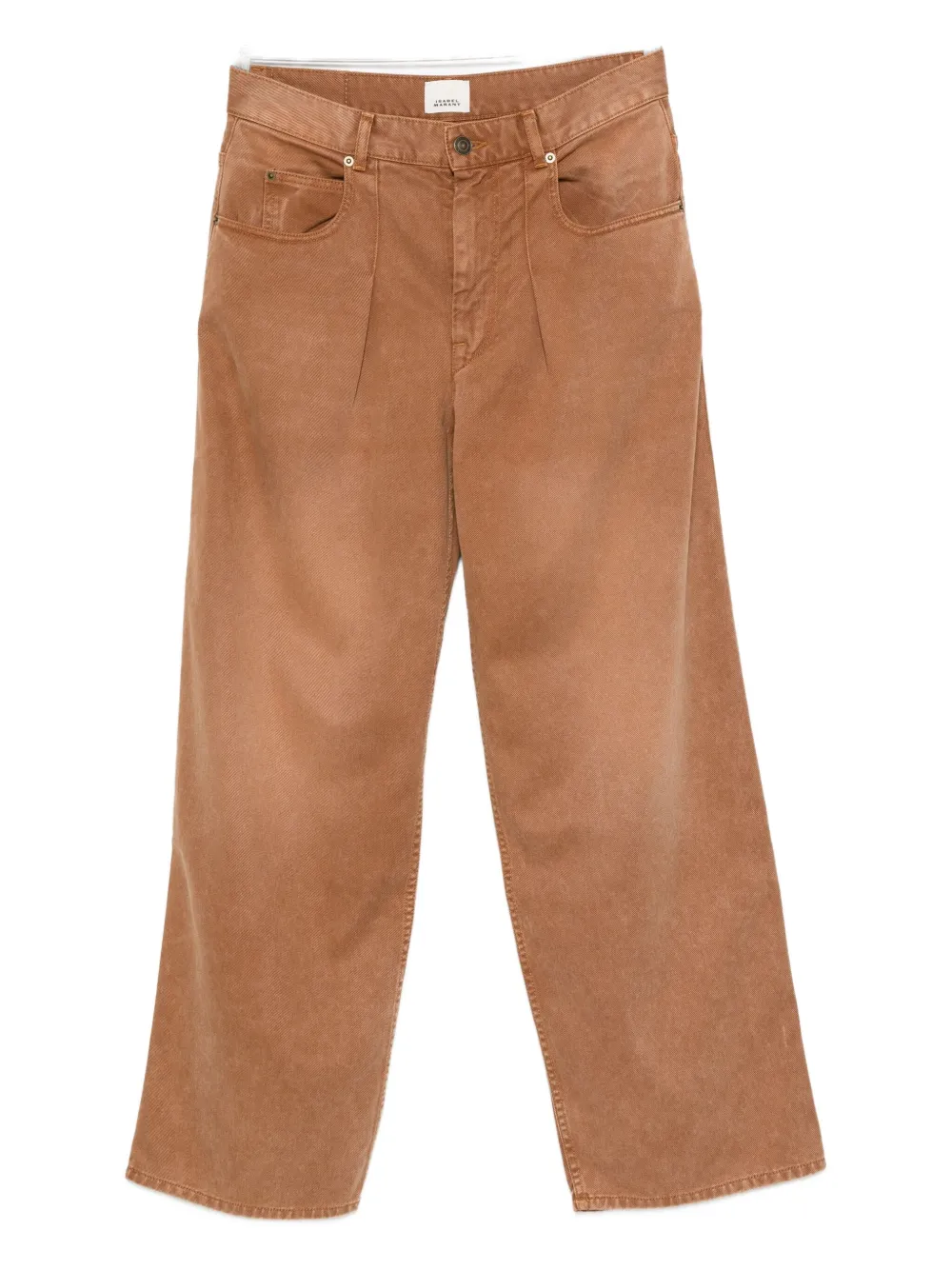 ISABEL MARANT pleat cotton straight-leg jeans - Marrone