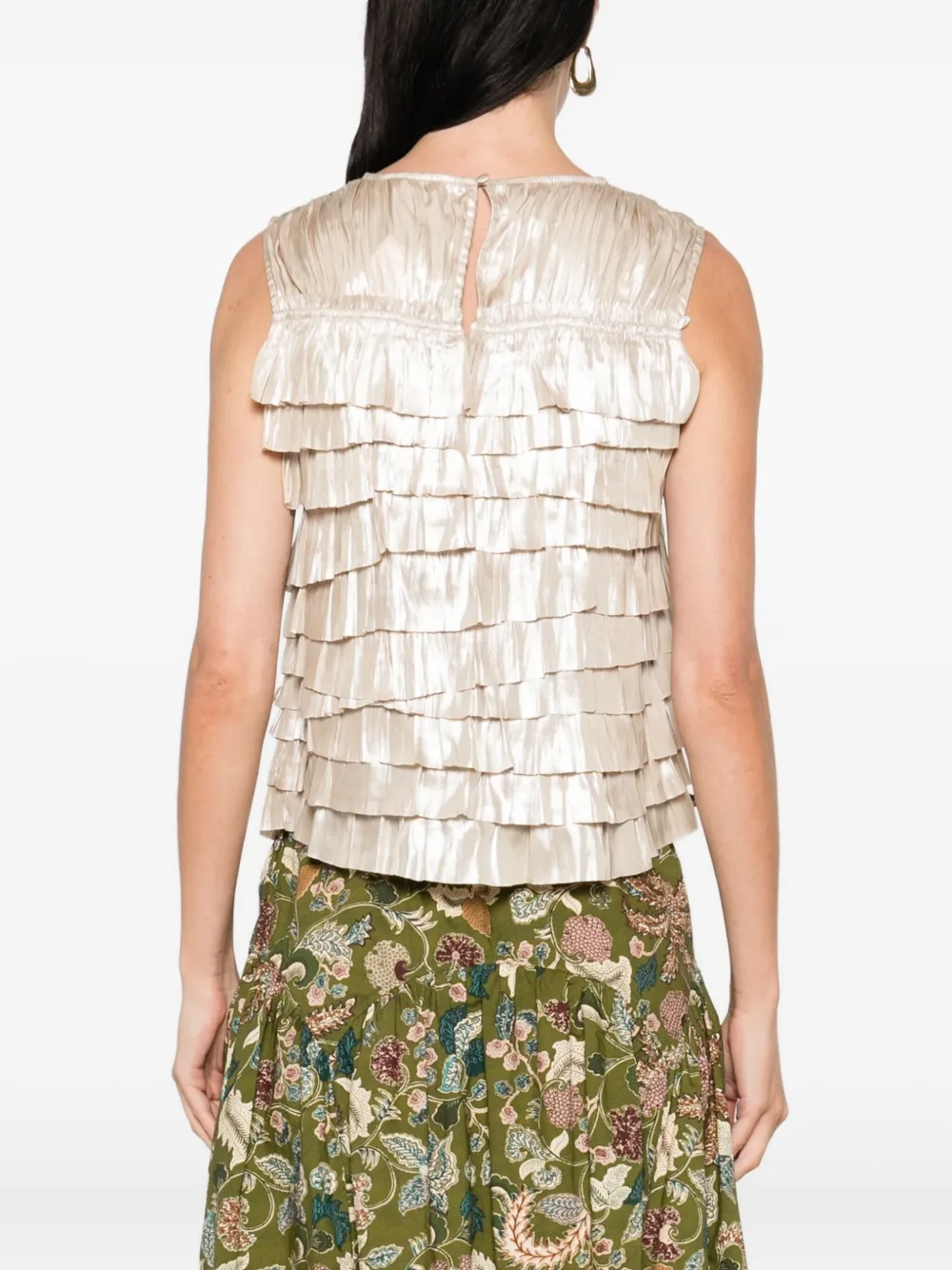 Ulla Johnson Quinn layered ruffled top Beige