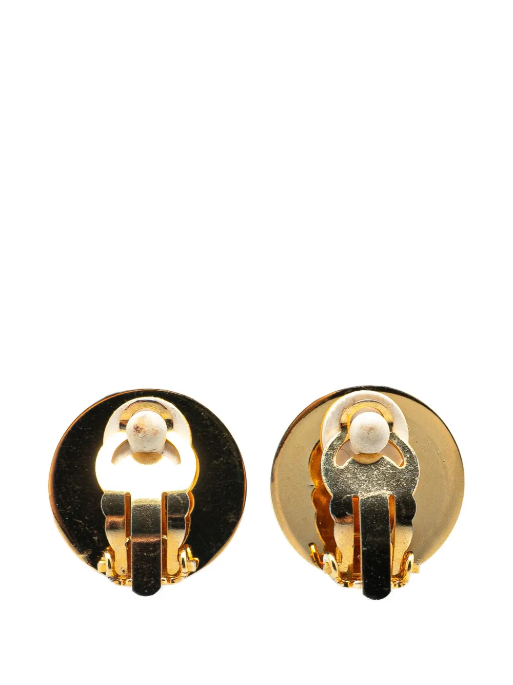 Pre-owned Hermes 20th Century Gold Plated Bijouterie Fantaisie Clou De Selle Clip On Earrings Costume Earrings