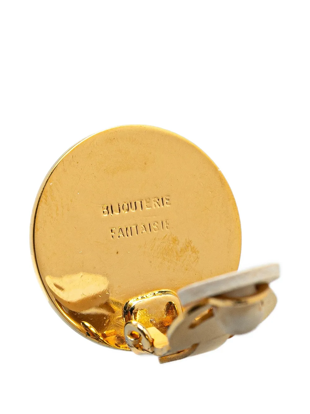 Pre-owned Hermes 20th Century Gold Plated Bijouterie Fantaisie Clou De Selle Clip On Earrings Costume Earrings