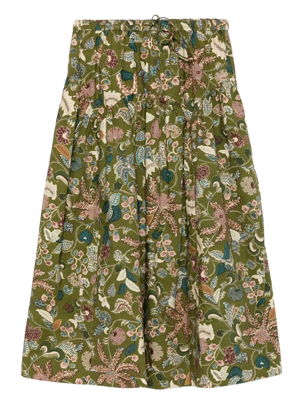 Ulla Johnson Rosen rok met gestrikte taille en bloemen Groen