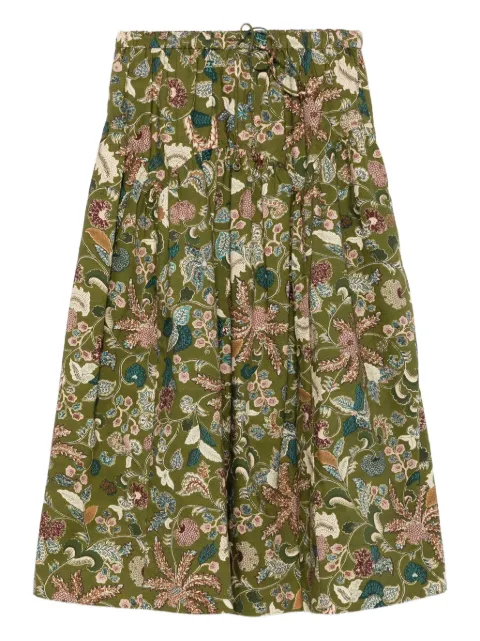 Ulla Johnson Rosen rok met gestrikte taille en bloemen