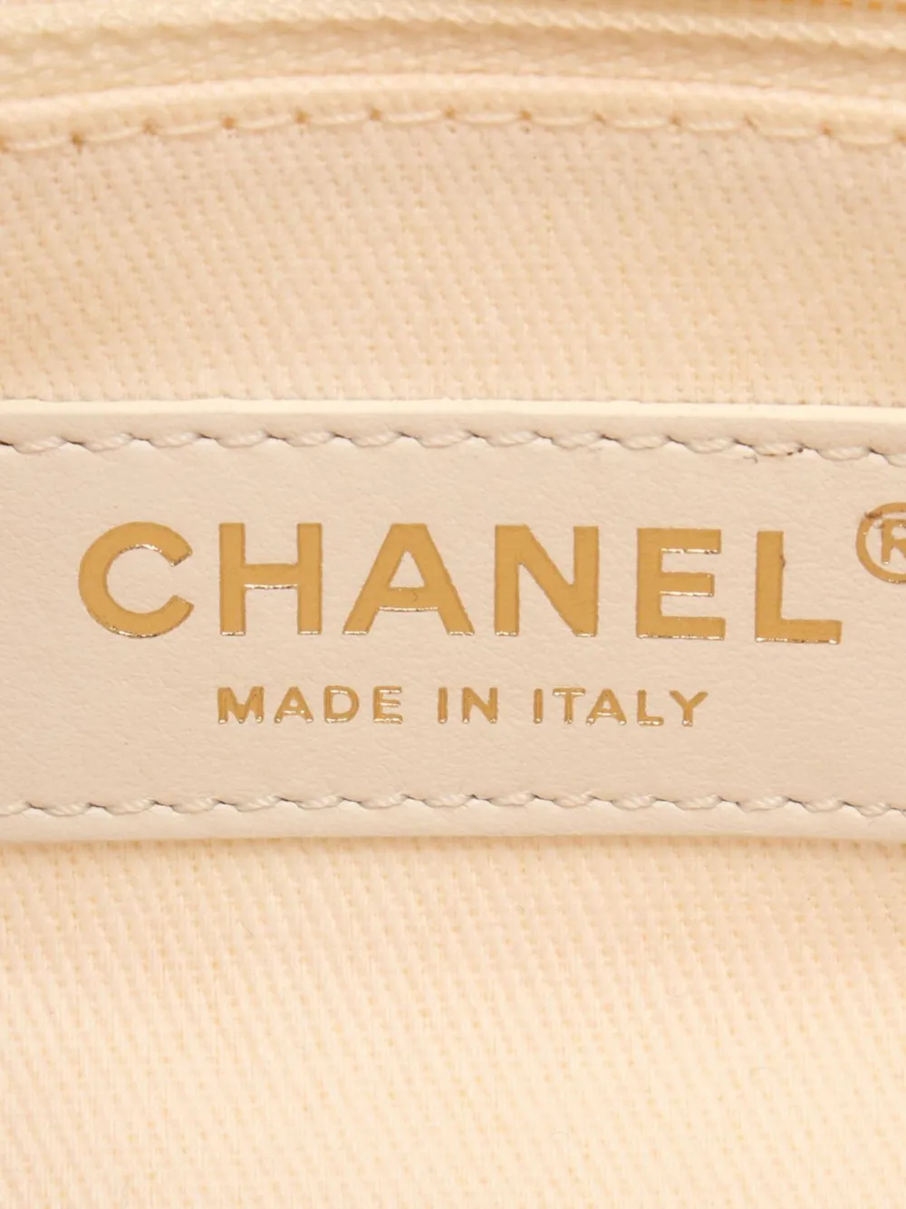 Pre-owned Chanel 2019 Canvas Deauville Pearl Drawstring Bucket Bag