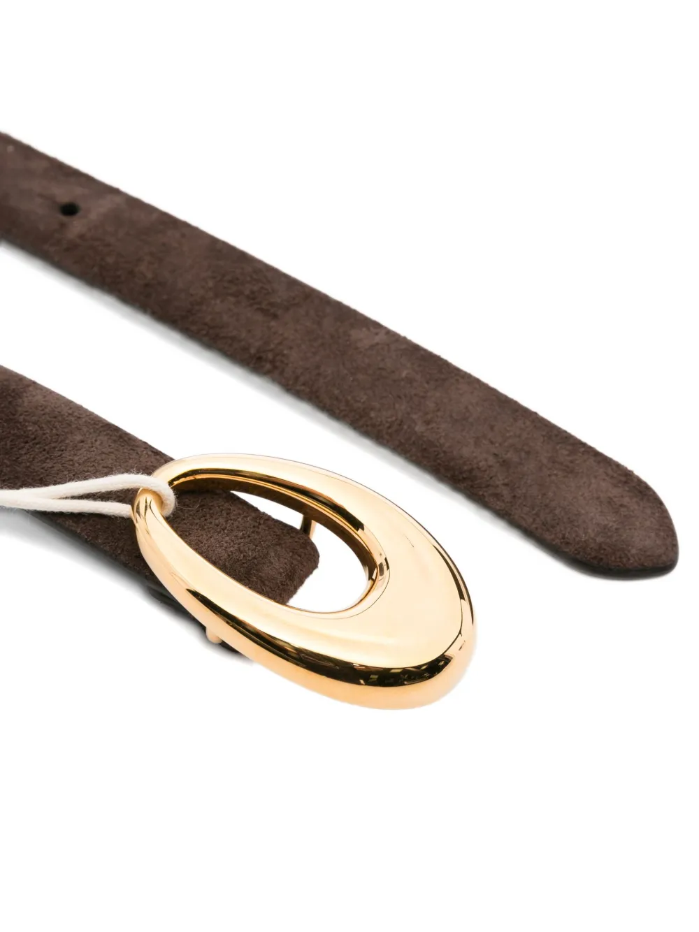 KHAITE buckled leather belt Bruin