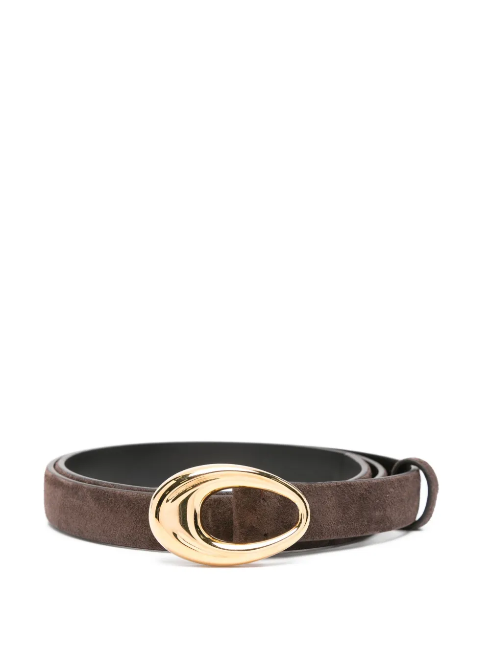 KHAITE buckled leather belt Bruin