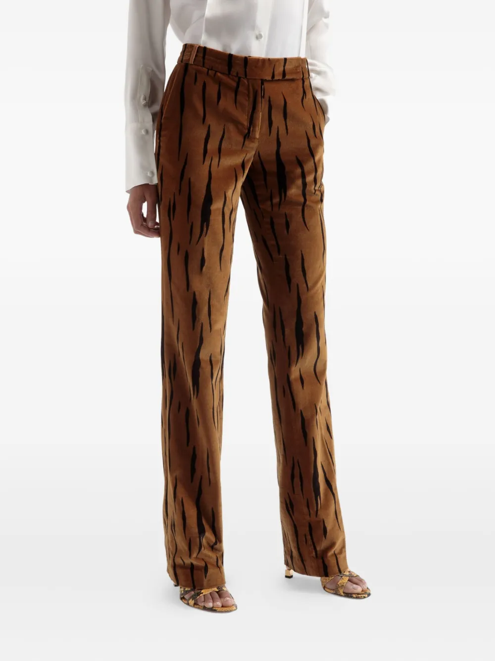 Bally tiger-print velvet trousers | Brown | Image 1