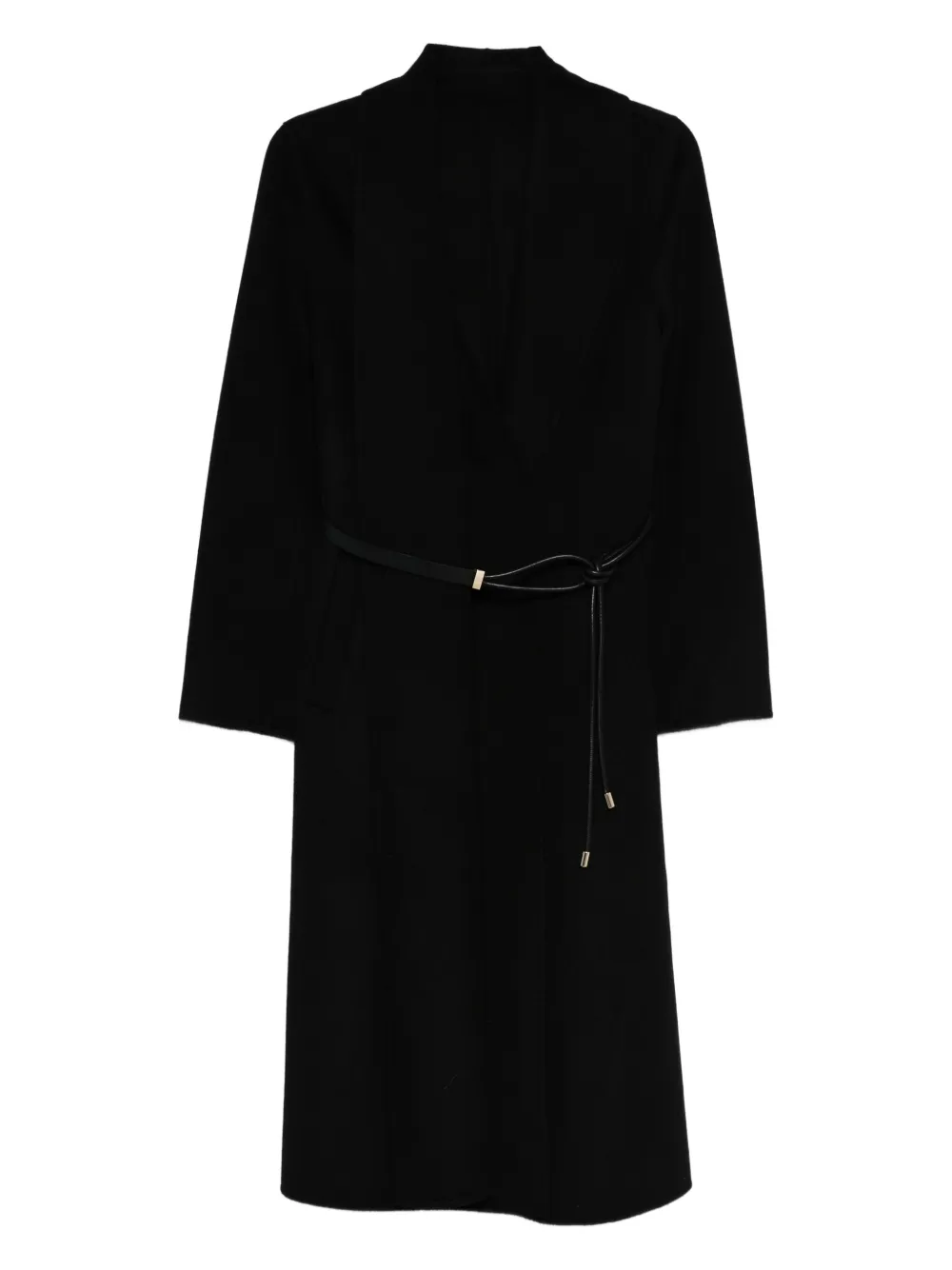 Liska Belted Long Coat In Black