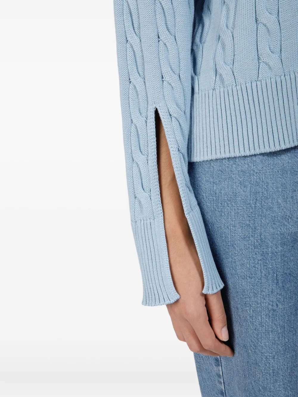 Bally Kabelgebreide trui met split in de manchetten Blauw