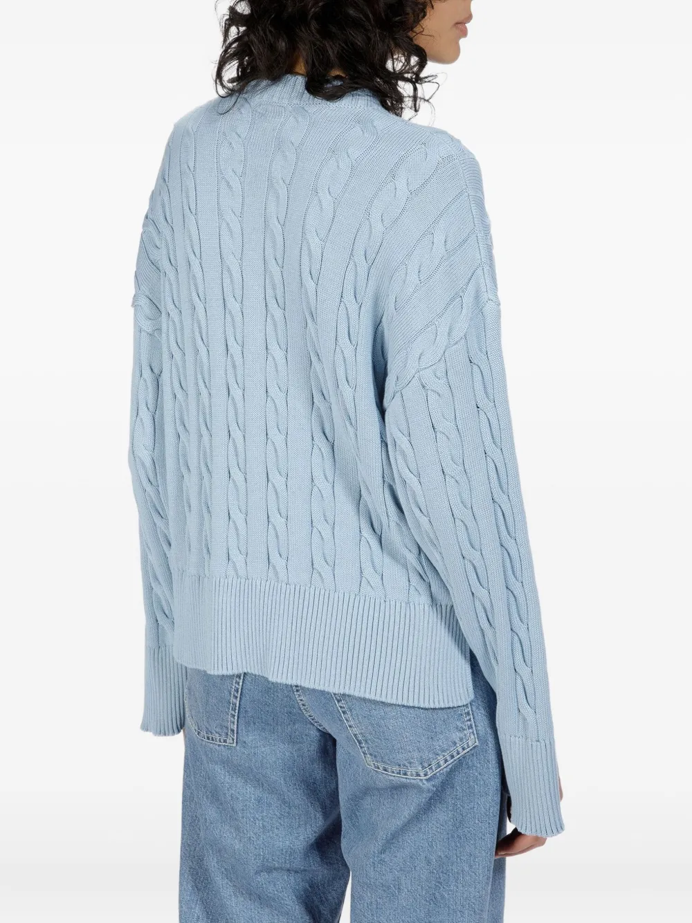 Bally Kabelgebreide trui met split in de manchetten Blauw