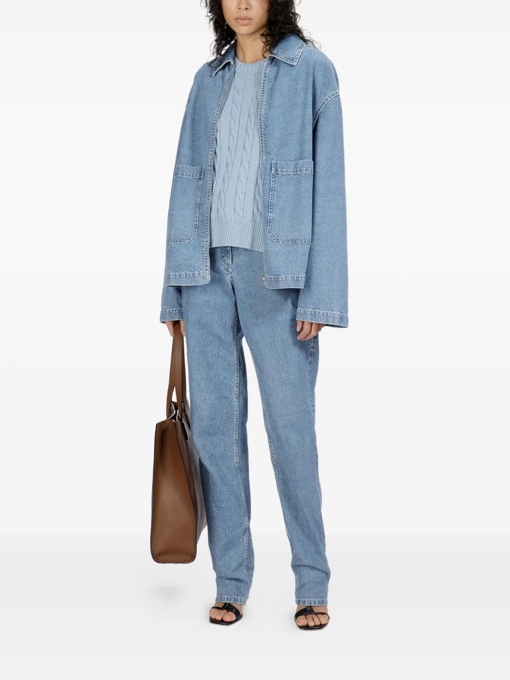 Bally Kabelgebreide trui met split in de manchetten Blauw