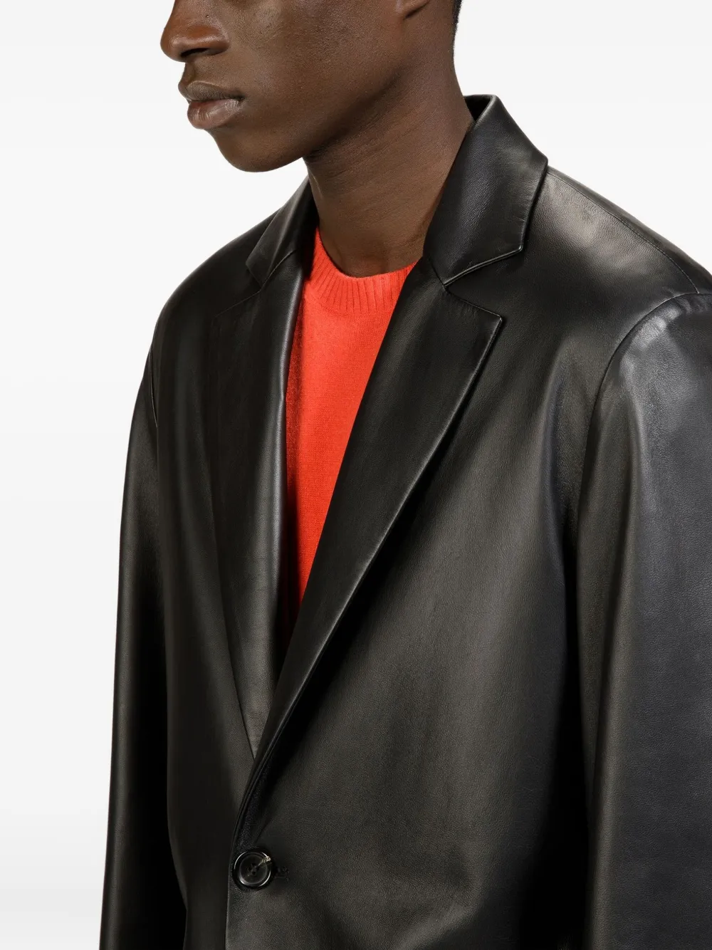 Bally Leren jack met twee knopen Zwart