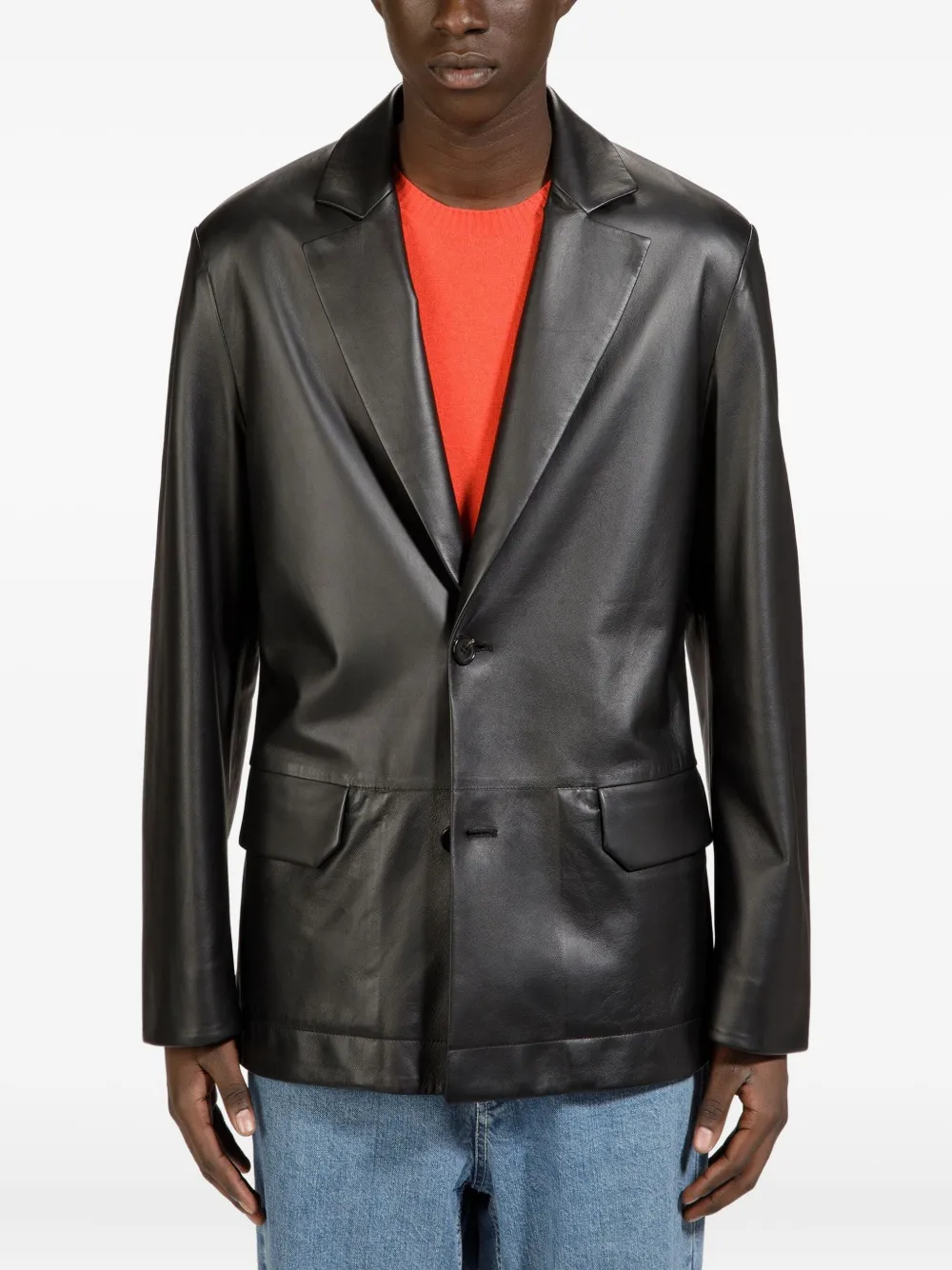 Bally Leren jack met twee knopen Zwart