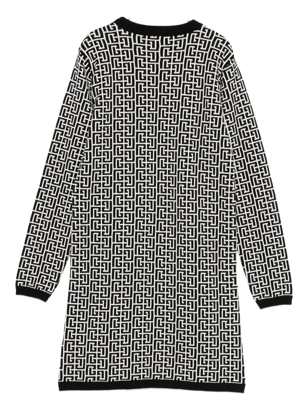 Balmain Kids monogram-pattern dress Zwart