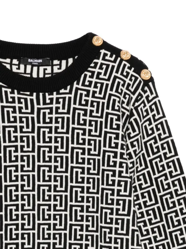 Balmain Kids モノグラム ワンピース | ブラック | FARFETCH JP