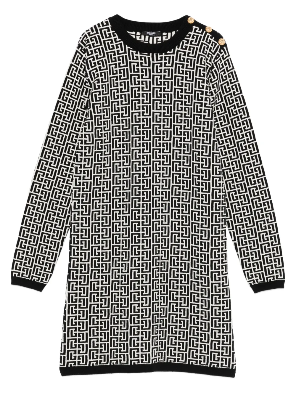 Balmain Kids monogram-pattern dress Zwart
