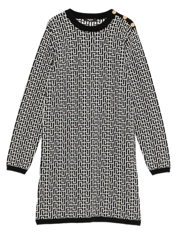 Balmain xs レディース　ワンピース　キッズ Balmain Kids モノグラム ワンピース | ブラック | FARFETCH JP