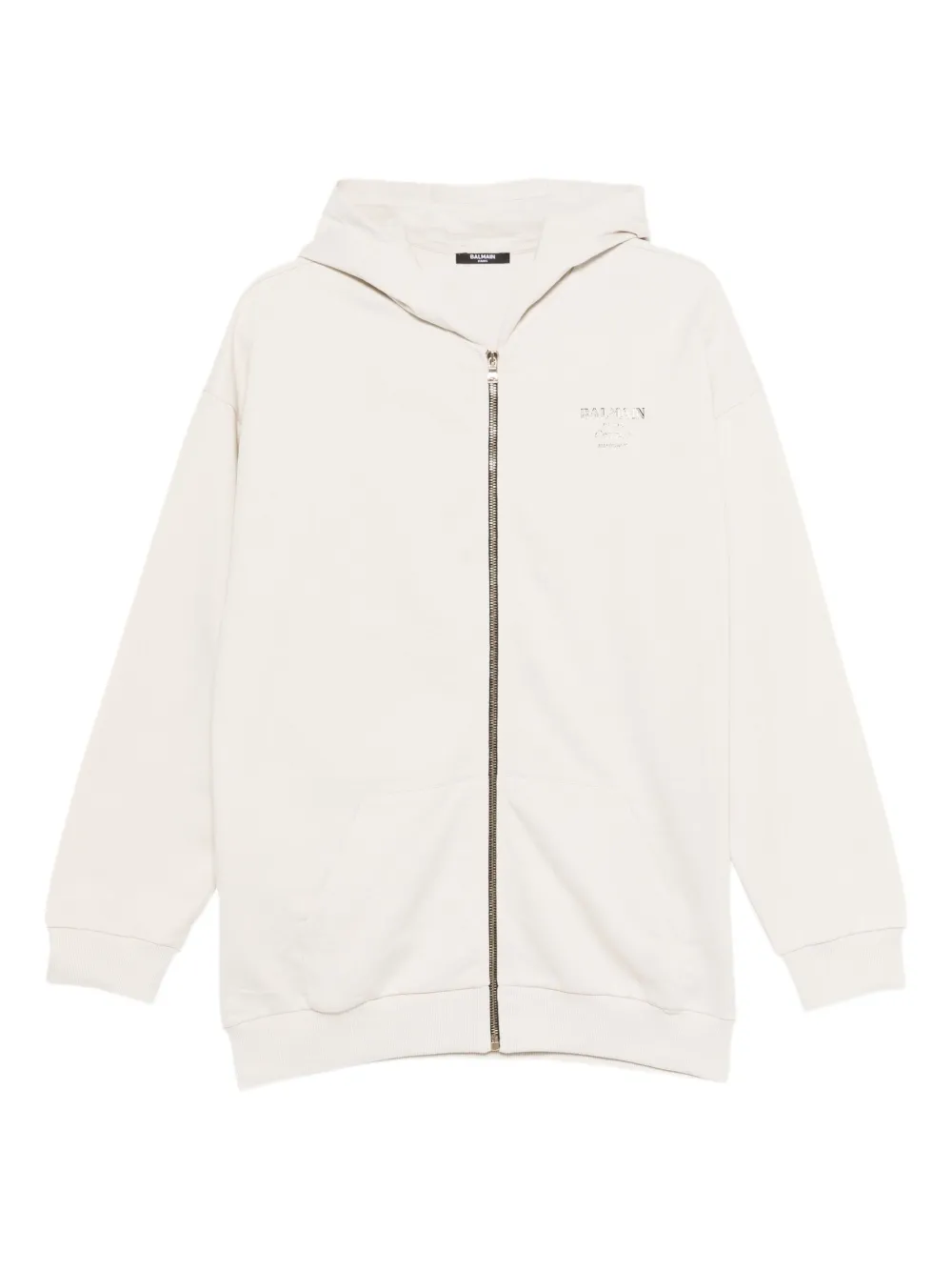 Balmain Kids Hoodie met logoprint en rits Beige