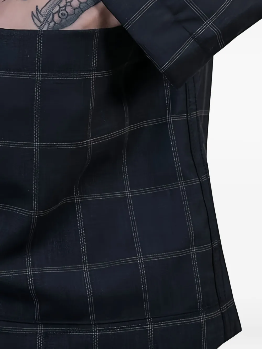 Universal Works Geruit jack met zak Blauw