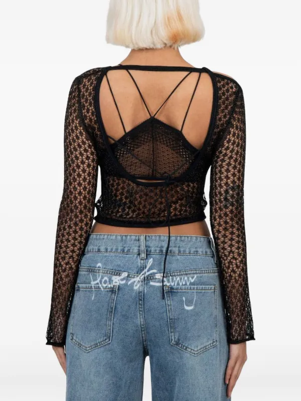 house of sunny メッシュ　トップス House Of Sunny デコラティブ メッシュトップ | ブラック