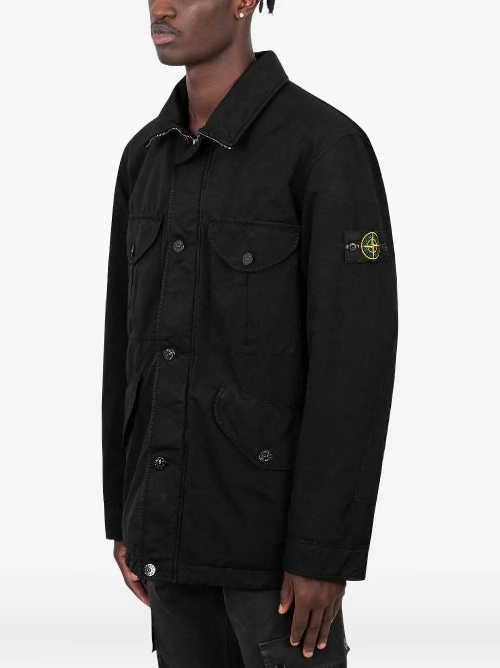 Stone Island Jack met Compass-logopatch Zwart