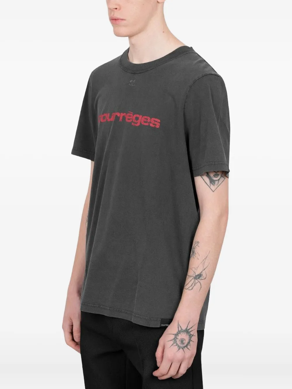 Courrèges T-shirt met logoprint - Grijs