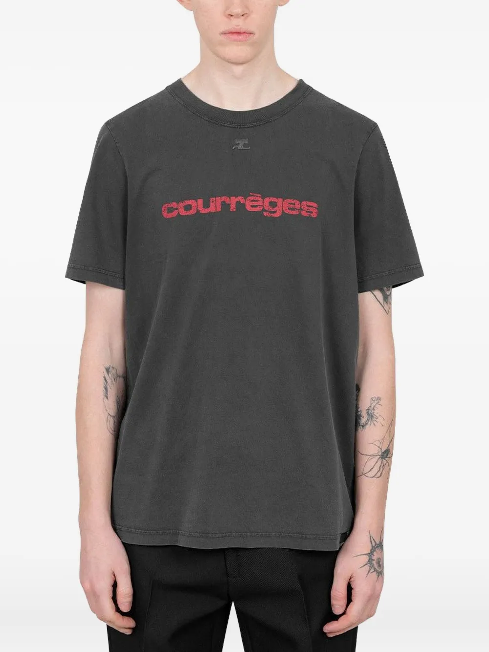 Courrèges T-shirt met logoprint Grijs