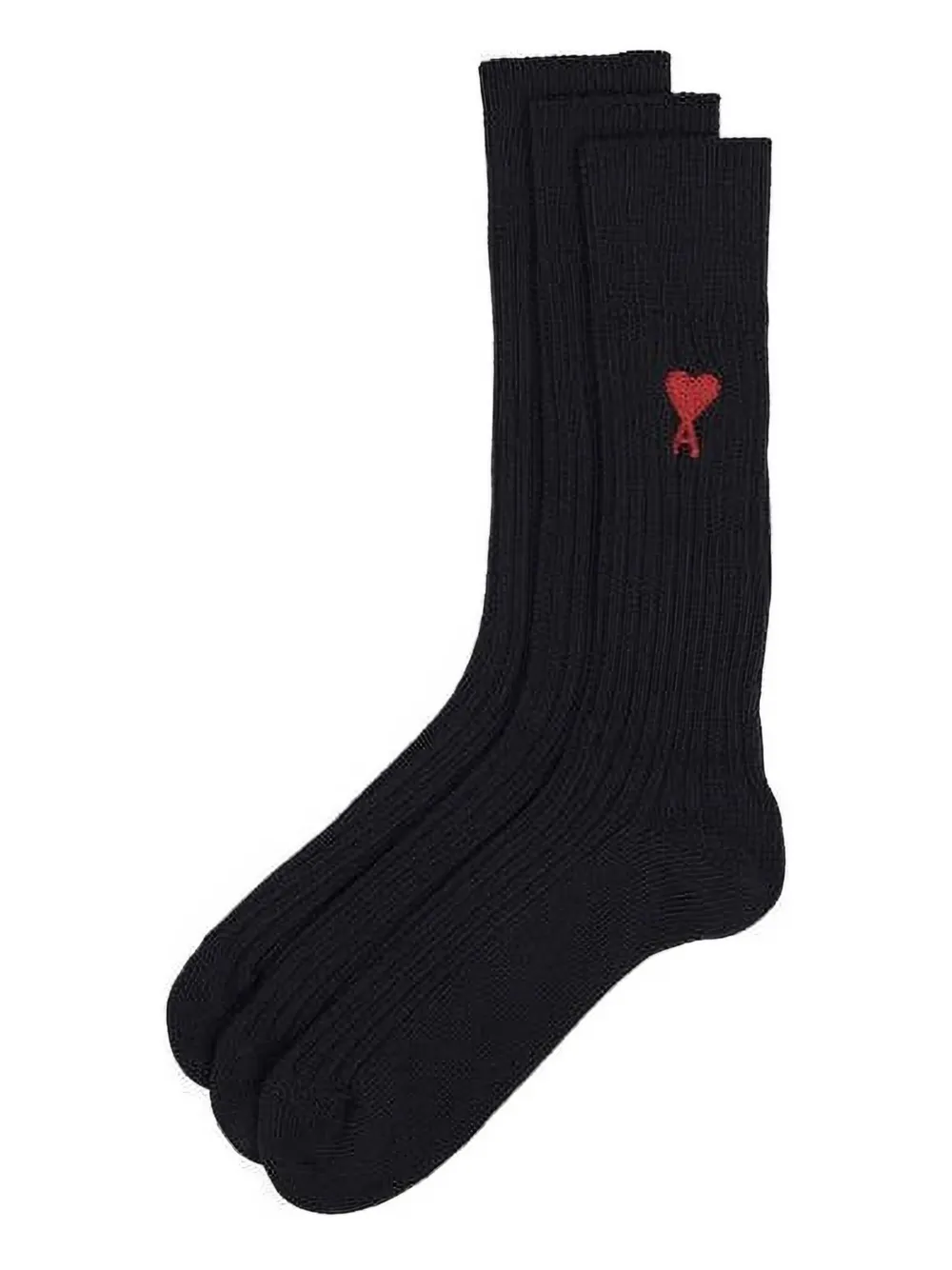 AMI Paris logo-embroidered ribbed socks - ブラック AMI Paris logo-embroidered ribbed socks - ブラック