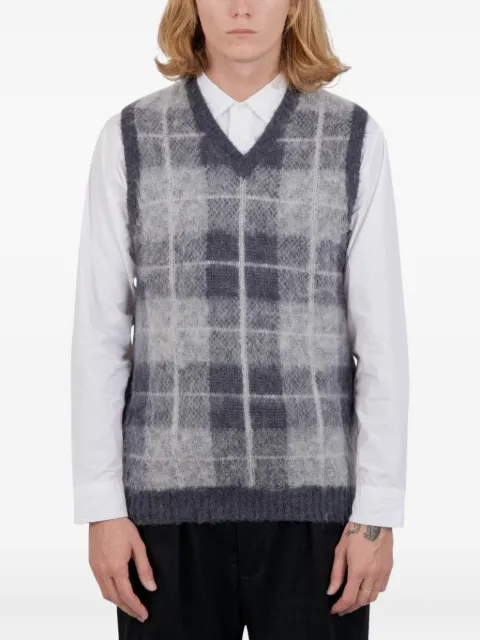 BEAMS PLUS V-neck checked vest
