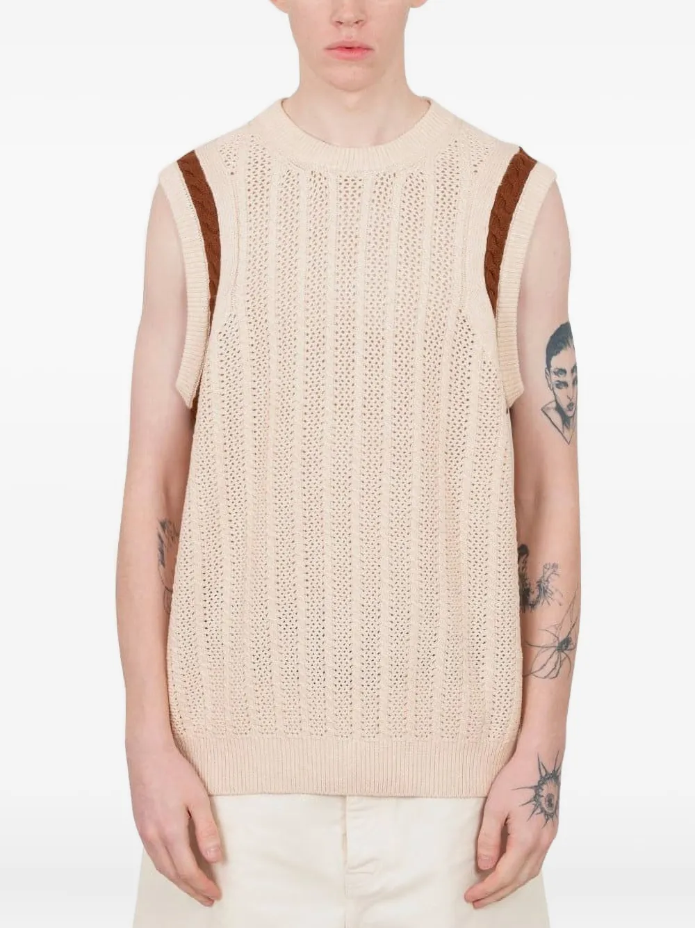 Drôle De Monsieur Opengebreid vest Beige