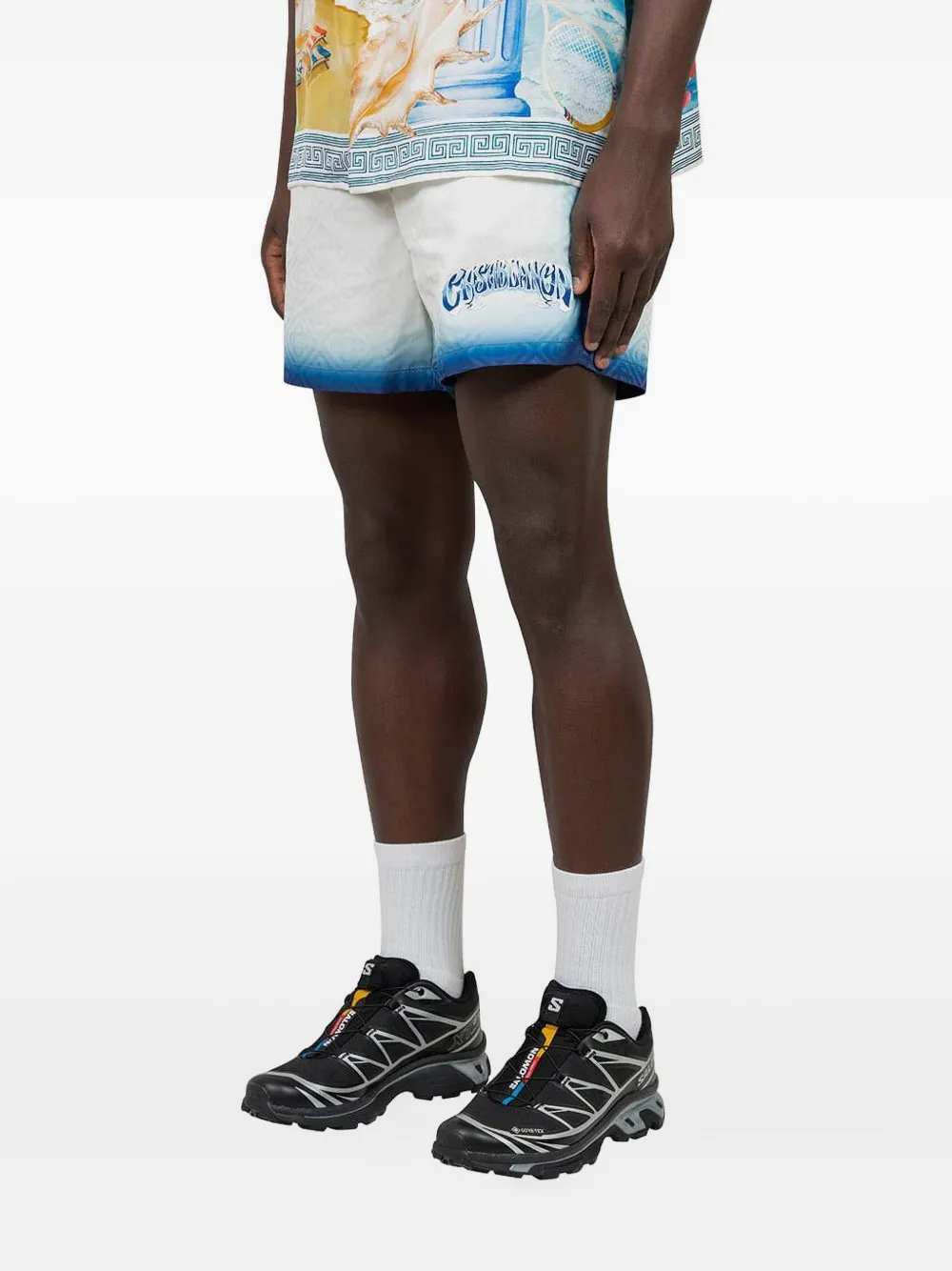 Casablanca Shorts met logoprint en ombré-effect - Wit