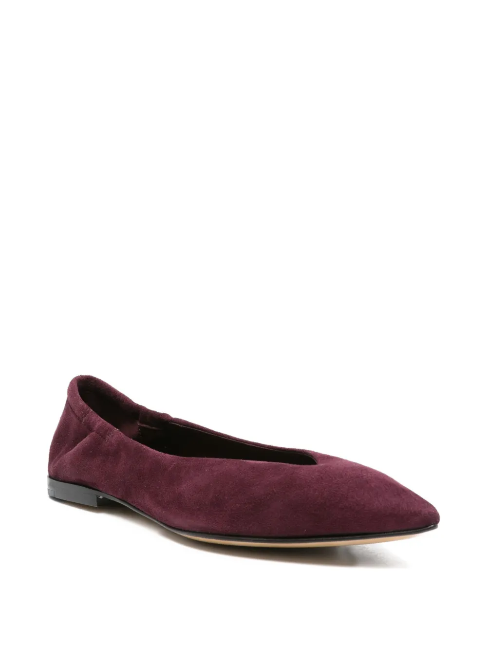 Pomme D'or Pointed-toe Suede Ballet Flats In Red